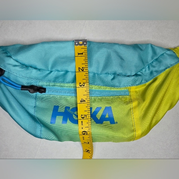 Hoka Waist Bag Fanny Pack Teal Blue/Yellow Logo Zipper Adjustable - Picture 8 of 12